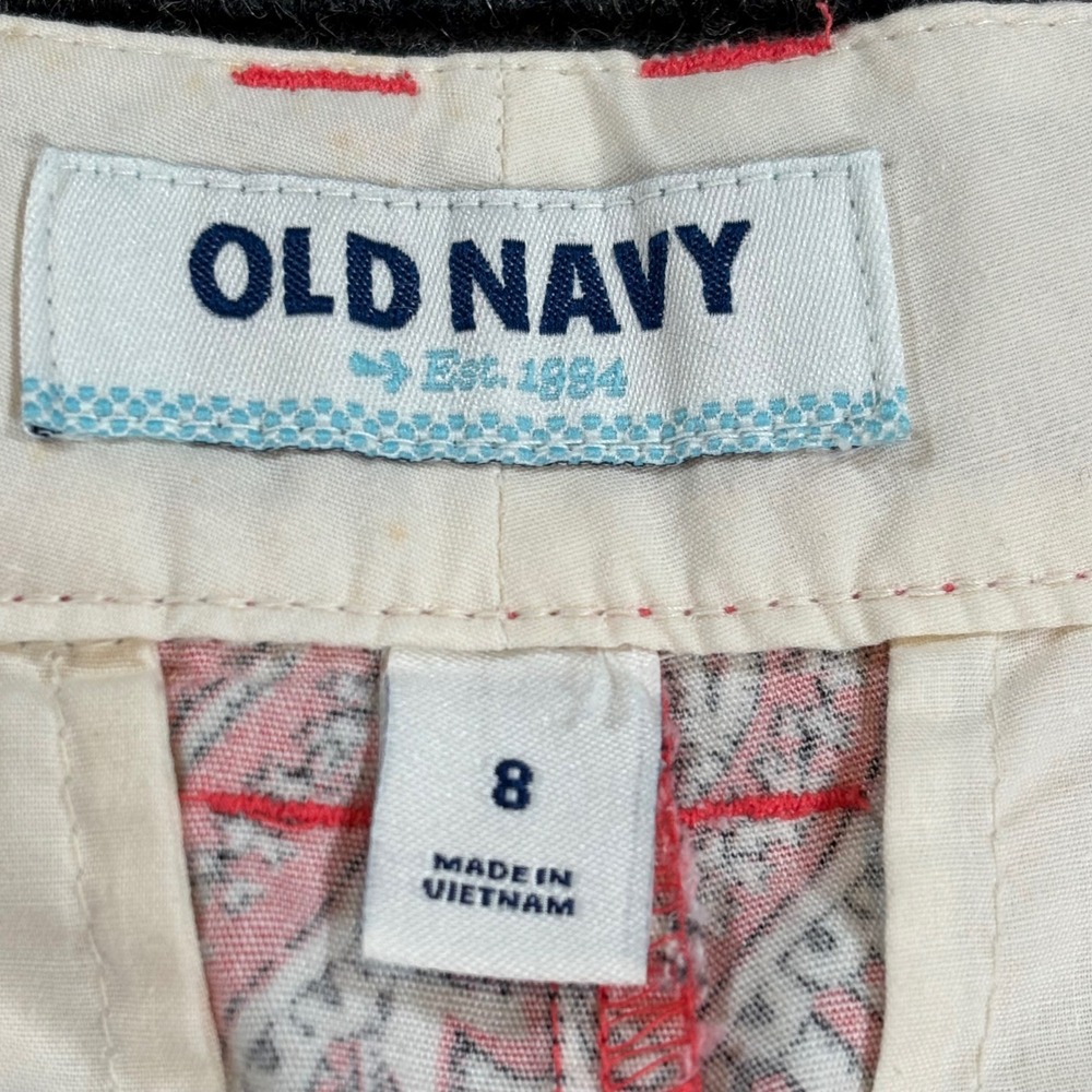 Old Navy Womens Pink Paisley Cotton Shorts Sz 8 Mid Rise Summer Casual 5" Inseam - Picture 3 of 8